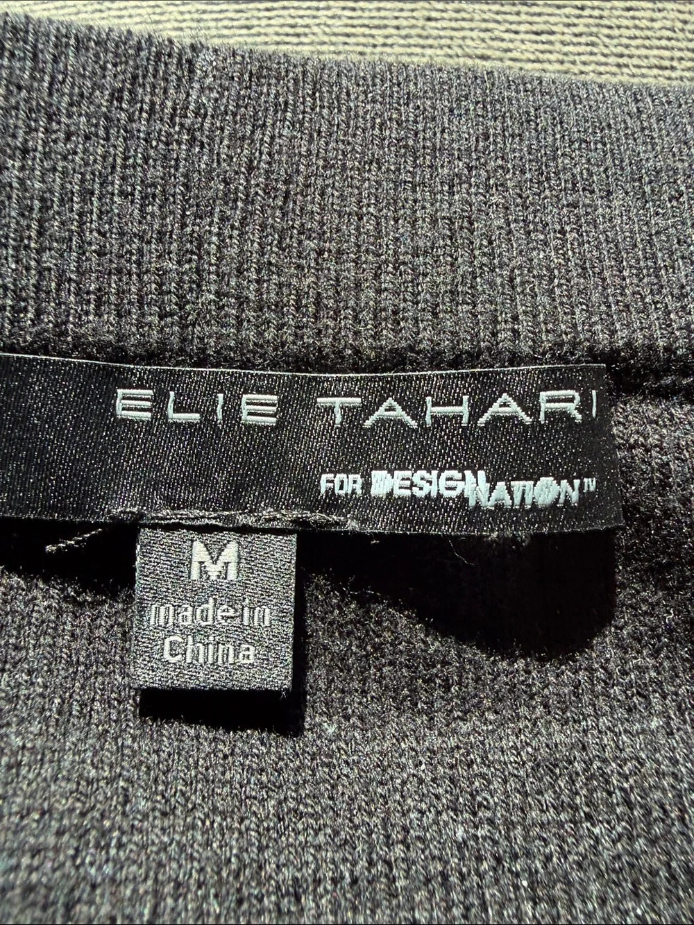 Elie Tahari cotton blend knit pencil skirt black grey size M